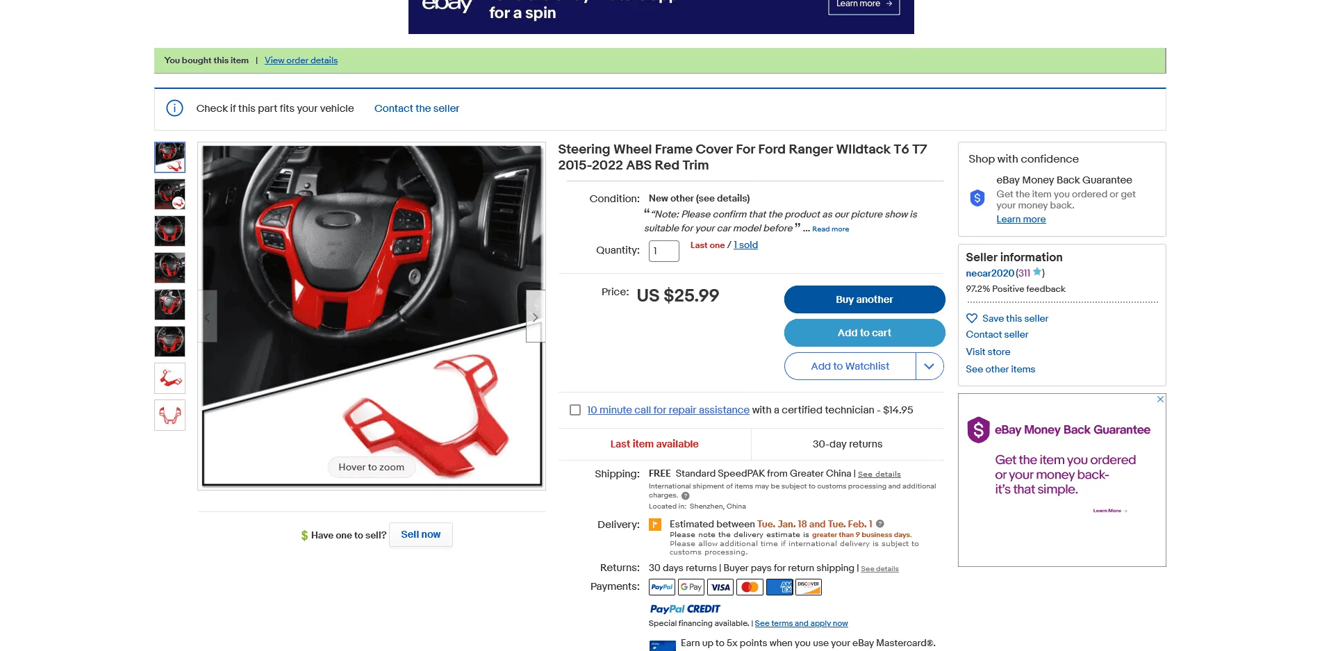 Screenshot 2022-01-01 at 14-44-45 Steering Wheel Frame Cover For Ford Ranger WIldtack T6 T7 2...webp