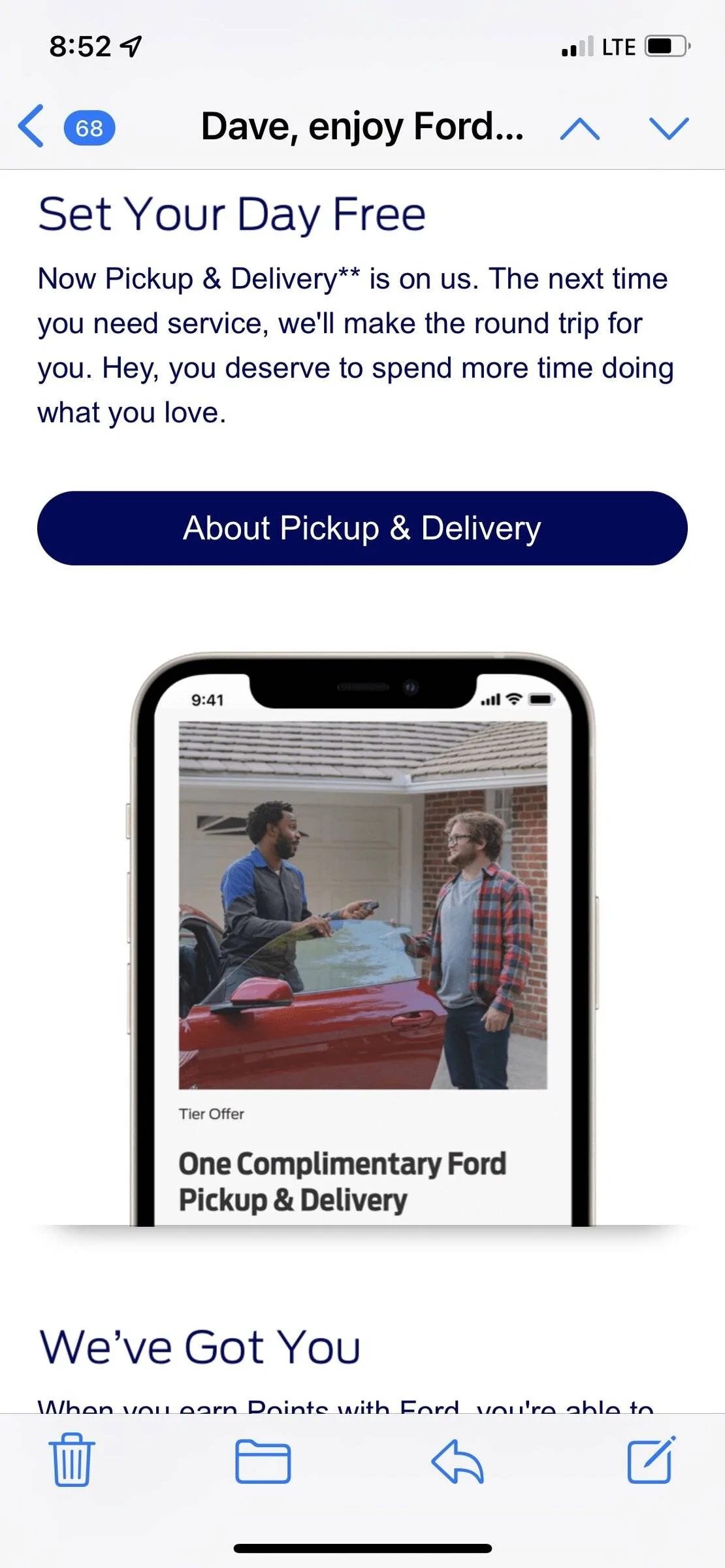 Dave, enjoy Ford Pickup & Delivery. On us.webp