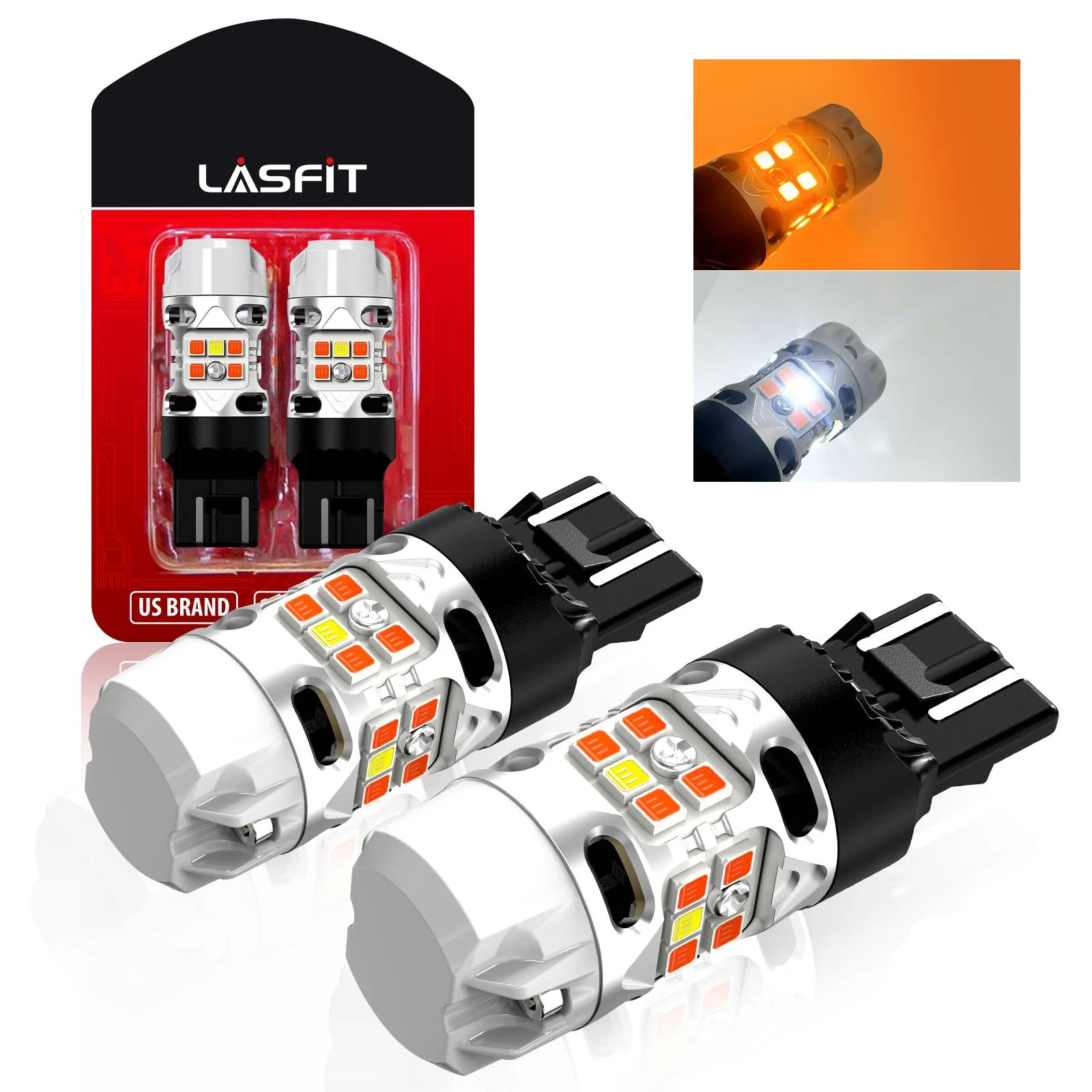 photo2-lasfit led bulb-T3-7443D  LED bulbs show the amber&white light.webp