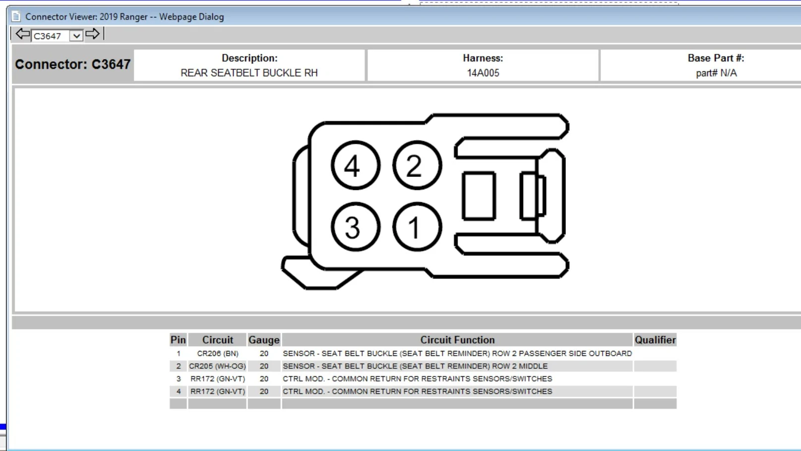 Screenshot Rear Seat 4 pin connector C3647.webp