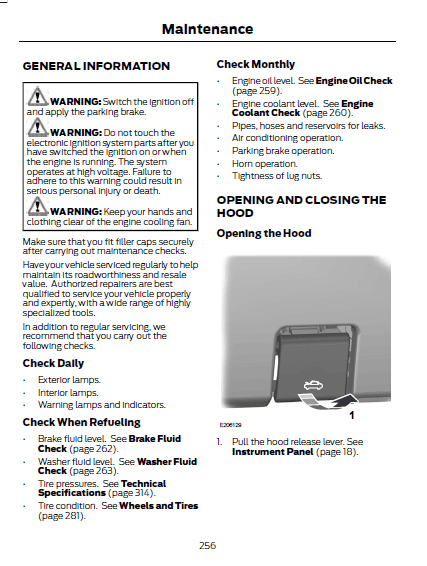 2019 Ranger Owners Manual Page 256 - Opening The Hood.png