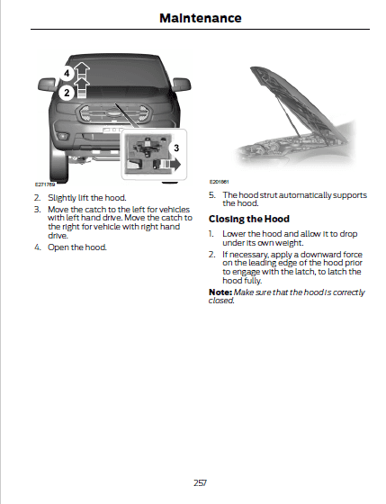 2019 Ranger Owners Manual Page 257 - Opening The Hood.png