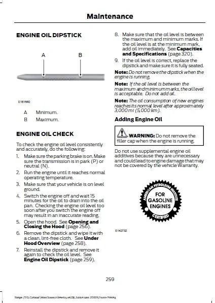 2019 Ranger Owners Manual Page 259 - Oil Level.webp