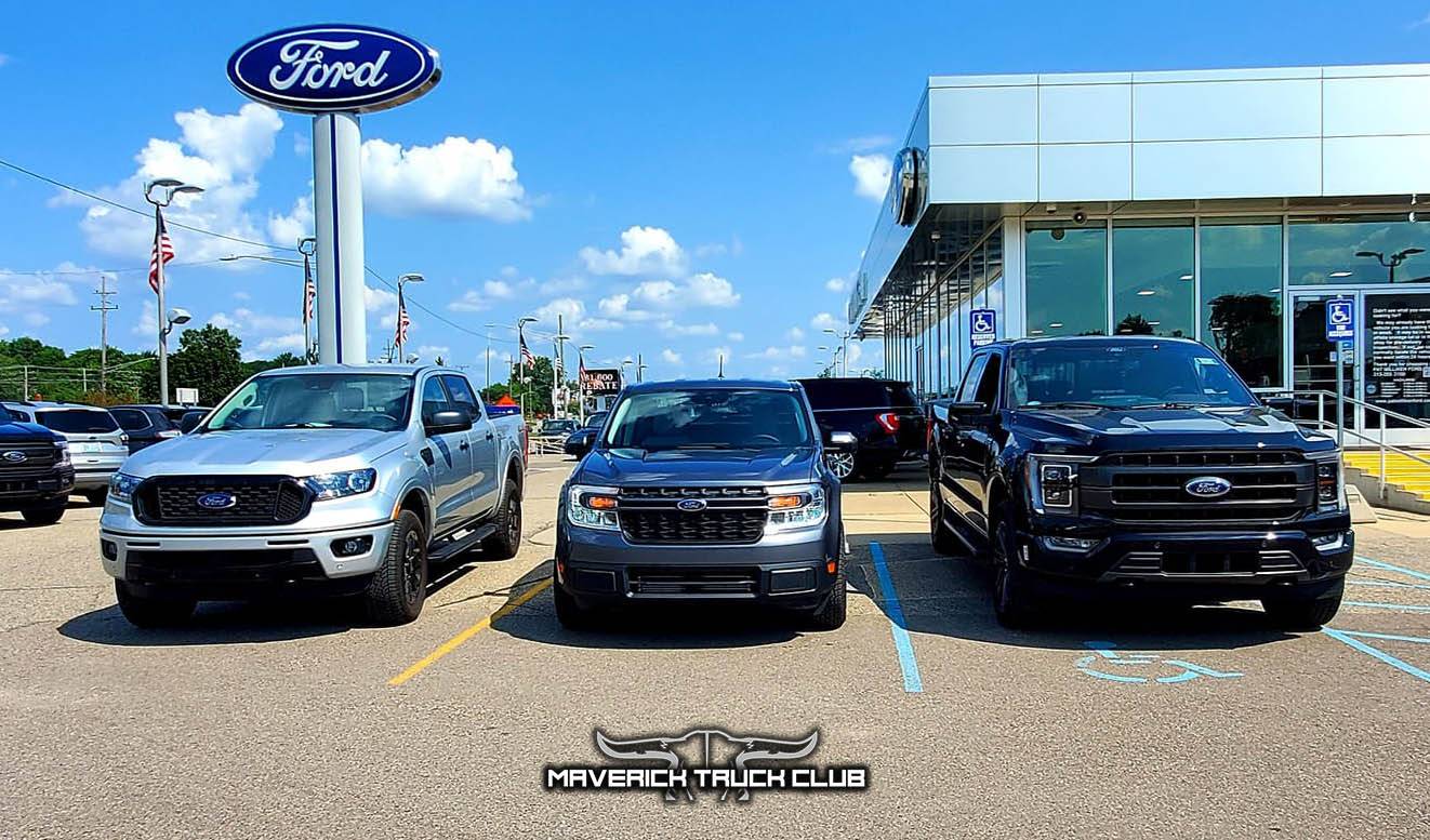 Carbonized Gray Maverick XLT vs ranger vs f150 size comparison.jpg